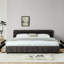 Lit très grand avec tissu chenille et rangement pratique - Structure rembourrée gris foncé-2030842655