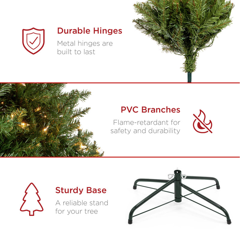 9' Pre-Lit Frosted Full Fir Artificial Christmas Tree with Steel Stand