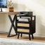 Ensemble de 2 tables de chevet avec rangement à 2 tiroirs, 15,4 po avec poignées en métal et table de bout en bois pour la chambre à coucher