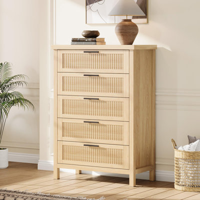 Commode à rayures pour chambre à coucher avec 5 tiroirs, grande commode de 42,9 pouces de hauteur avec grand placard de rangement pour vêtements, table à langer en bois, meuble télé pour chambre à coucher, chambre de bébé