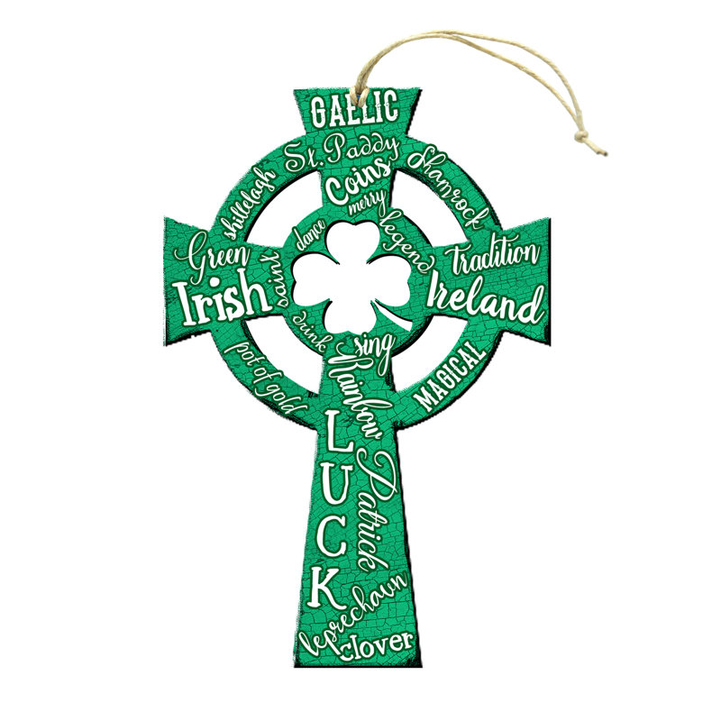 Ornement en forme de "irish chance cross" en bois rustique, Ornement