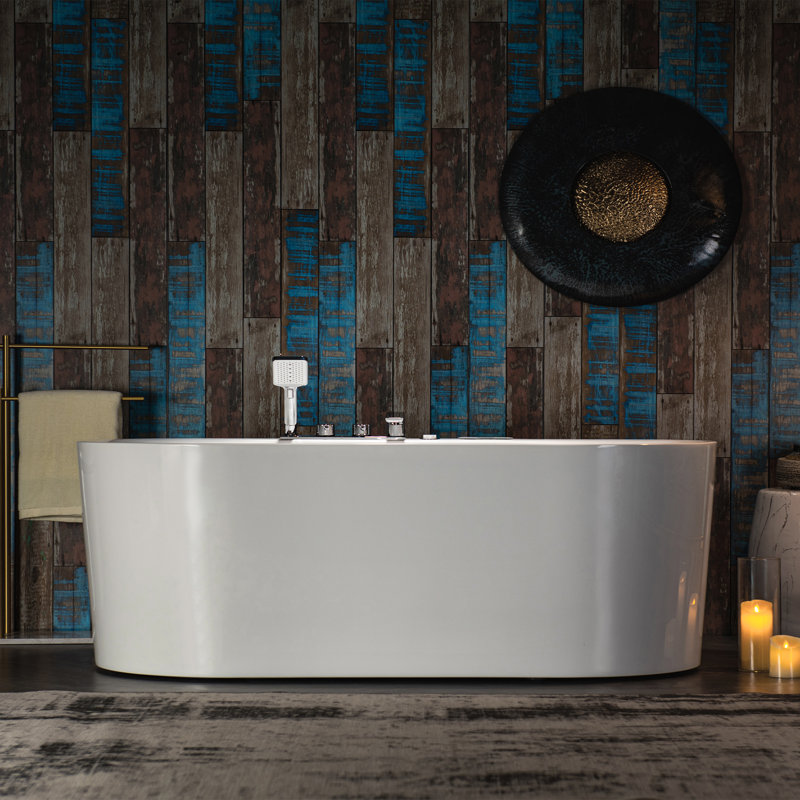 72" x 35.4" Whirlpool and Air Bath Heated Soaking Combination Tub with Tub Filler