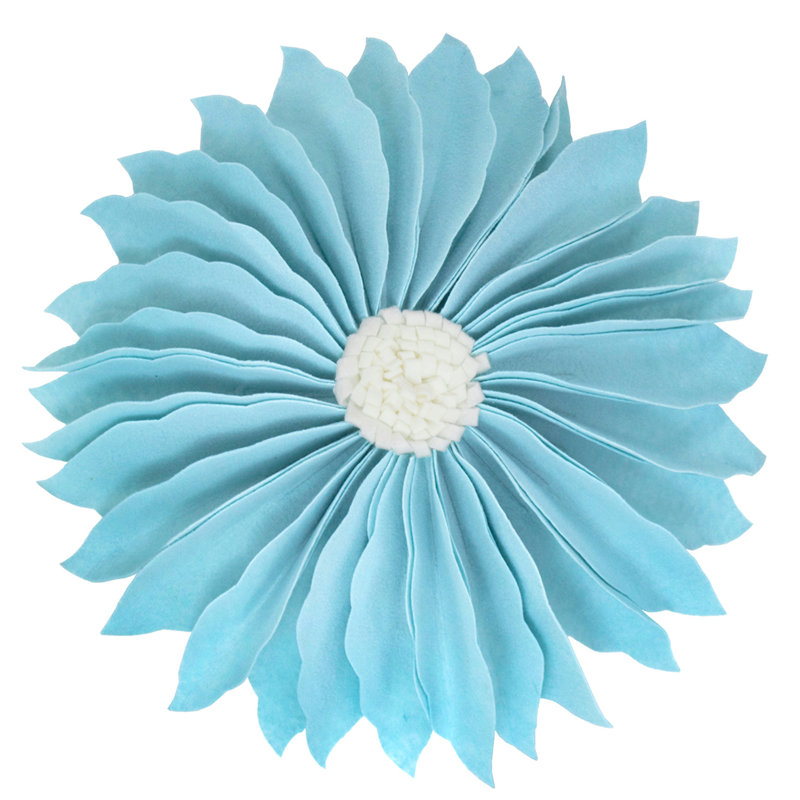 Coussin décoratif décoratif fait à la main avec fleurs 3D, Bleu / blanc
