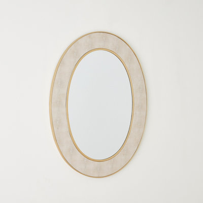 Oval Faux Shagreen Mirror-Gold/Cream