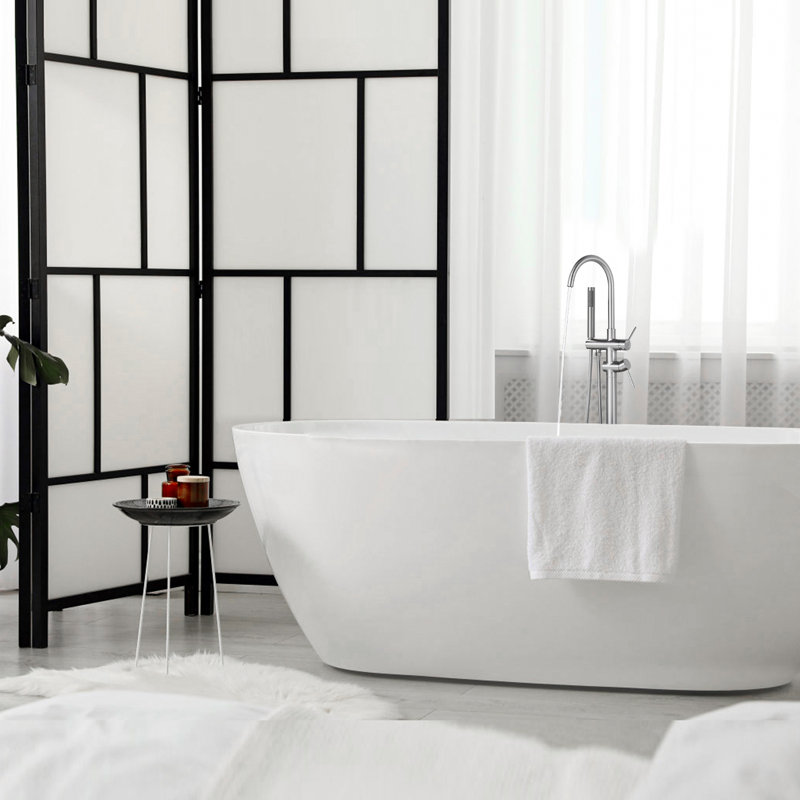 Single Handle Floor Mounted Clawfoot Tub Faucet, Brushed Nickel
