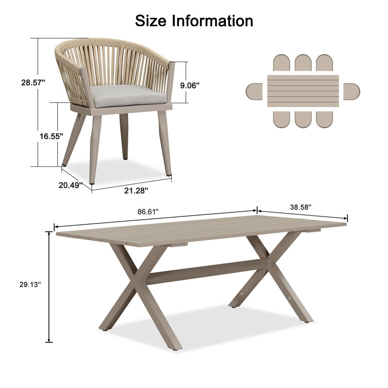 8 - Person Patio Dining Set with Rectangular Table , Cushions Included