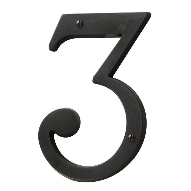 4.75" H Brass House Number, Bronze Black, 3