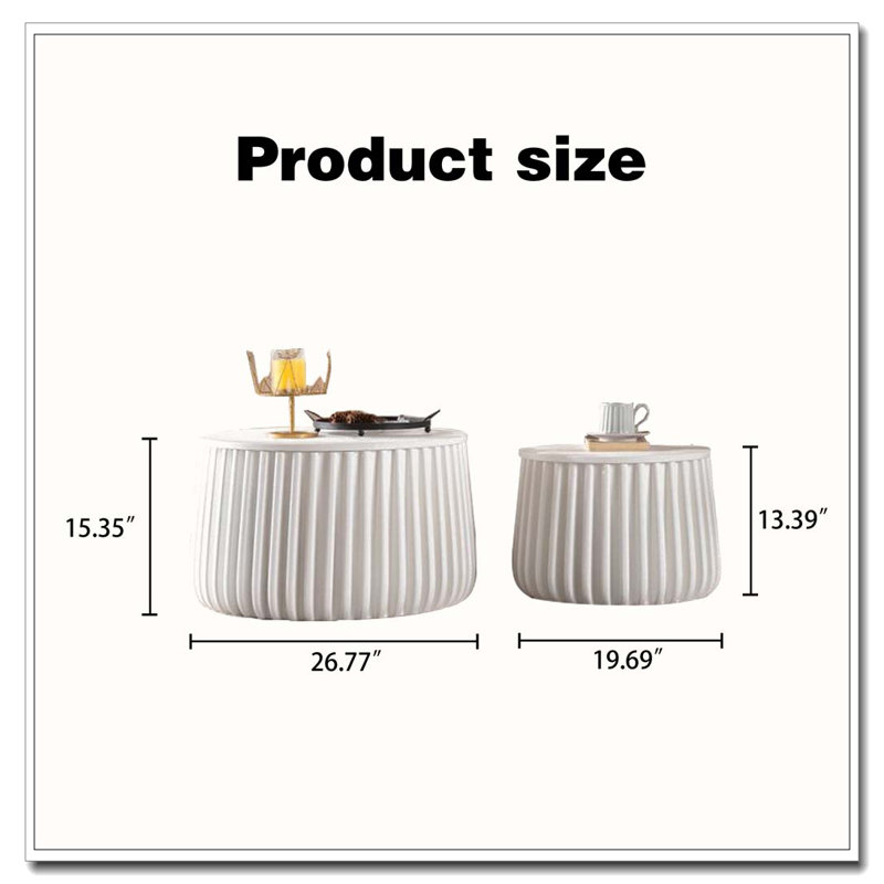 Ensemble de tables de rangement rondes blanches