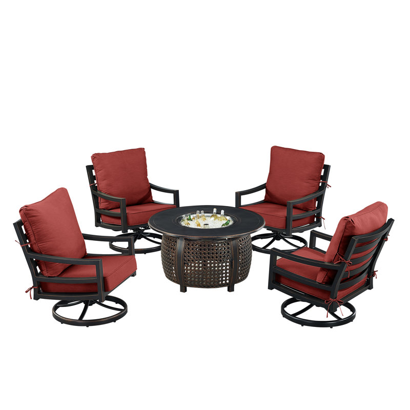 Ensemble de conversation avec coussins 7 pièces Ferryn, Rouge