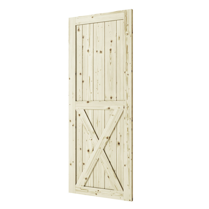 84'' Solid Wood Paneled Unfinished without Installation Hardware Kit Barn Door, 42" x 84"