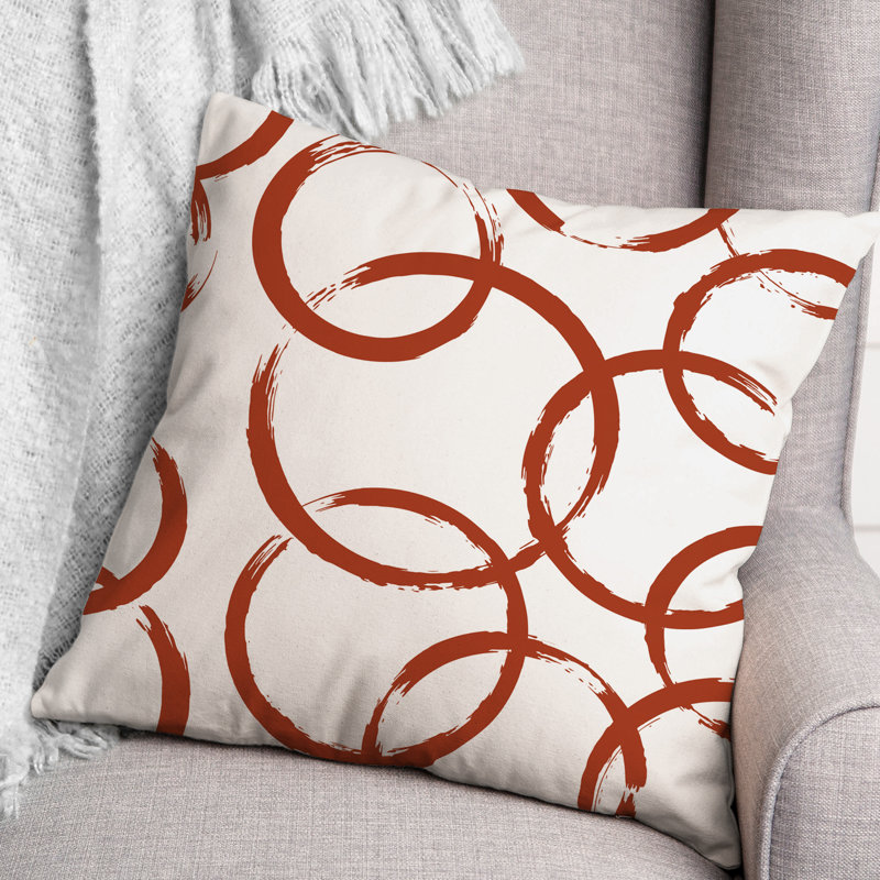 Geometric Outdoor Reversible Throw Pillow, Orange/Red