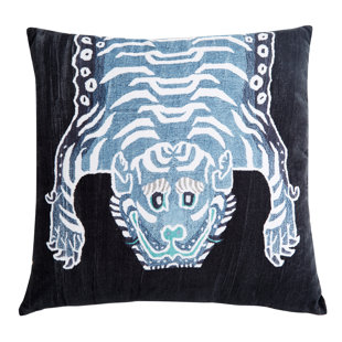 TIBETAN TIGER PILLOW LAPIS 22"X22"