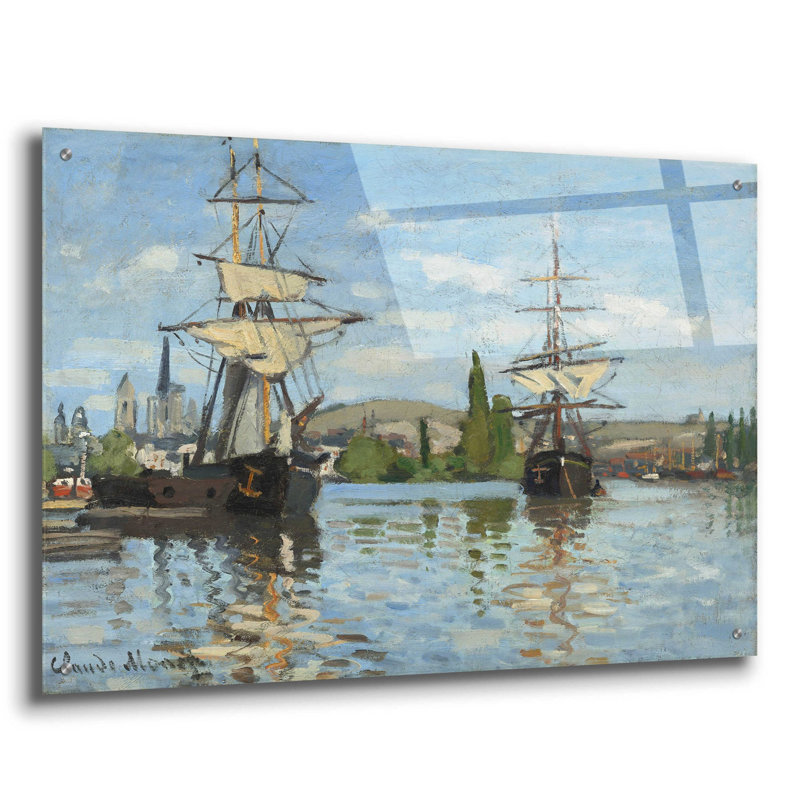 «Ships Riding On The Serine At Roue» par Claude Monet, art mural en verre acrylique, H 24 po x l 36 po x P 0,2 po