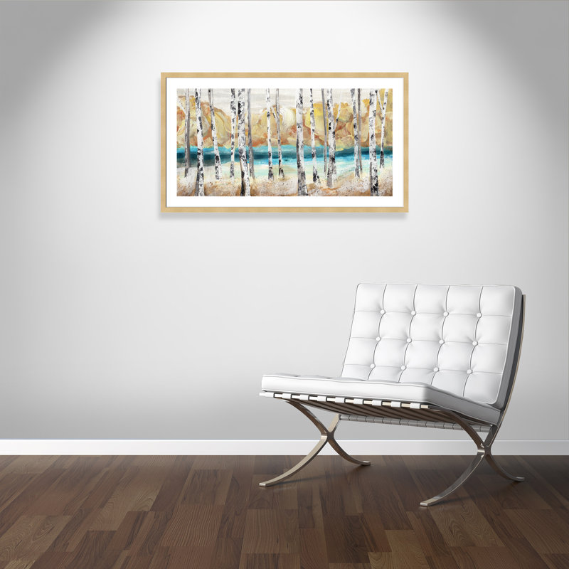 Trees III - Peinture encadrée, Encadrement champagne, H 46 po x l 46 po x P 2 po