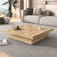 Table basse de rangement avec plateau coulissant, carré de 39,4 pouces, placage de ton naturel et panneau de fibres à densité moyenne