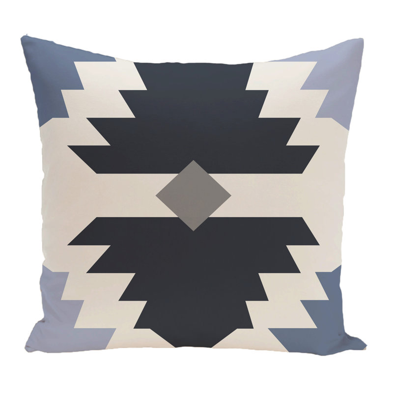 Geometric Reversible Throw Pillow, 16" H x 16" W, Navy Blue