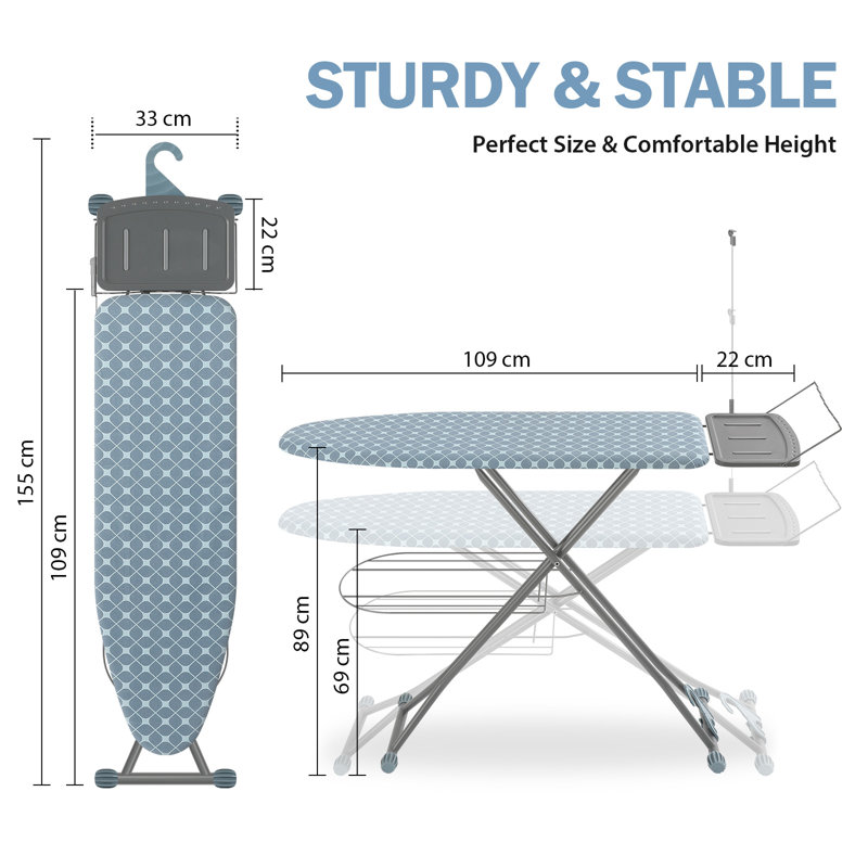 Metal Freestanding Adjustable Height Ironing Board,Multi-functional Iron Board with Ironing Mat
