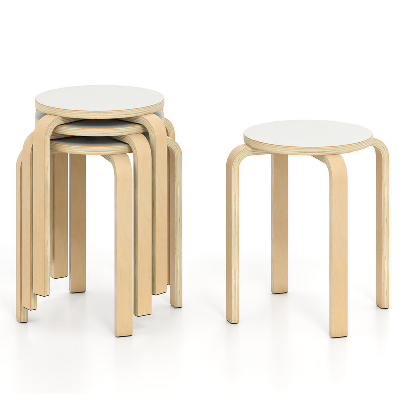 Ensemble de 4 tabourets empilables 18 po, Blanc