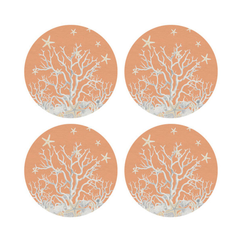Sous-verres ronds en cuir corail, Pêche