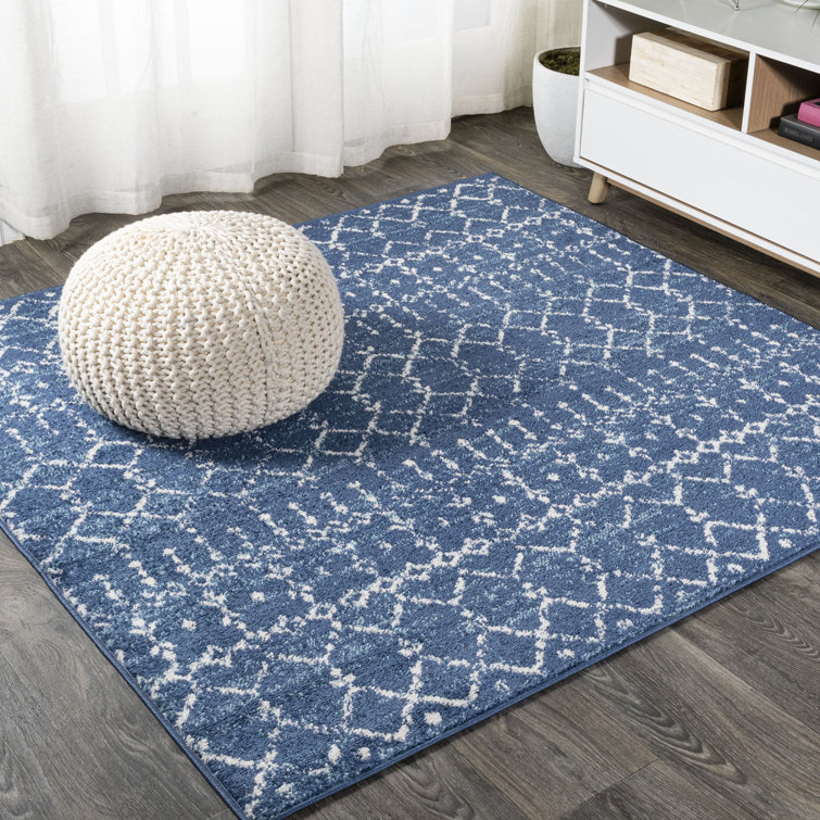 Kateshia Moroccan HYPE Boho Vintage Diamond Blue/White Rug