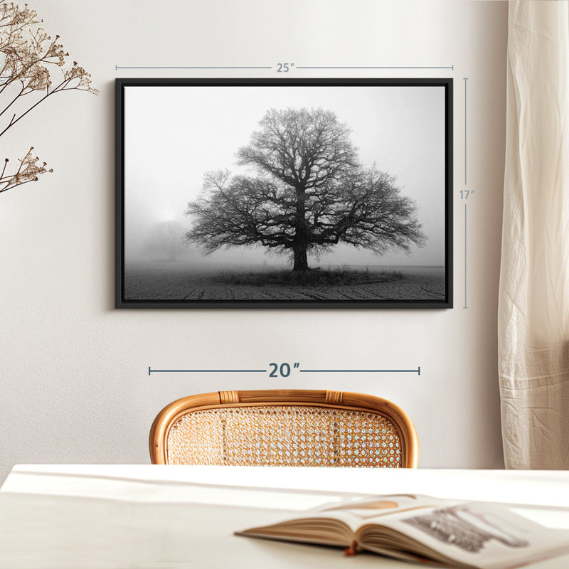 "Arbre dans une brume, art mural", H 25 po x l 17 po
