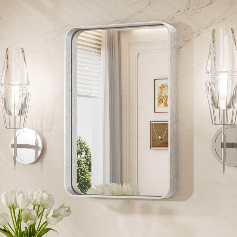 Miroir d'appoint Tyro, Argent, 24 po x 16 po, Rectangulaire