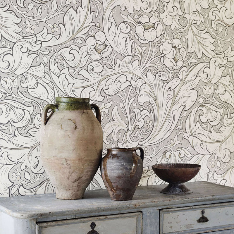 Pure Bachelors Button Wallpaper, Gray/Blue