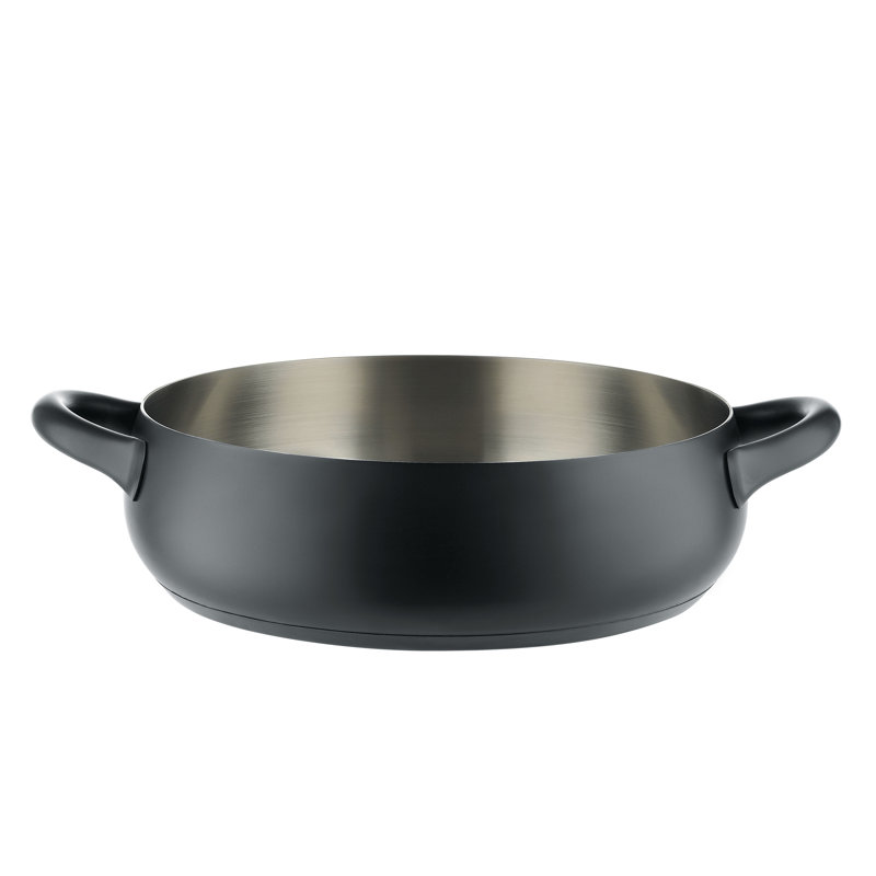 Alessi Mami Stainless Steel Round Dutch Oven, Polished, 8.3cm H x 28cm diameter