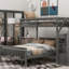 Lit simple mezzanine sur lit double avec escalier, cadre de lit-1556539456