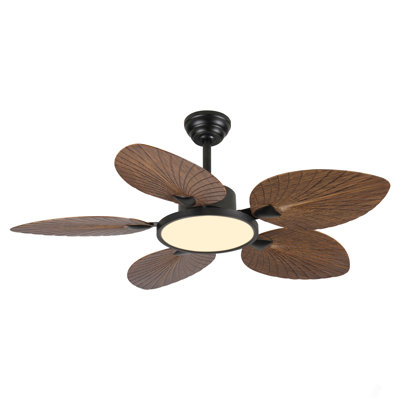 52Inch Tropical Palm Leaf Ceiling Fan With Lights & Remote Control