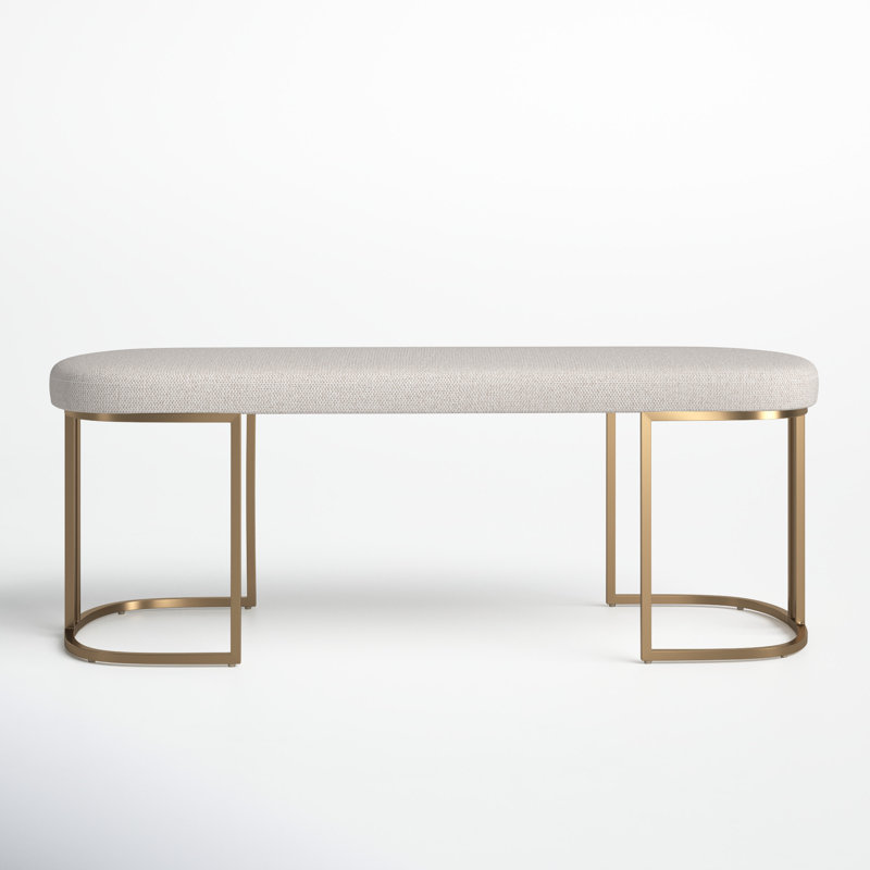 Caddo Polyester Blend Upholstered Bench, Ivory