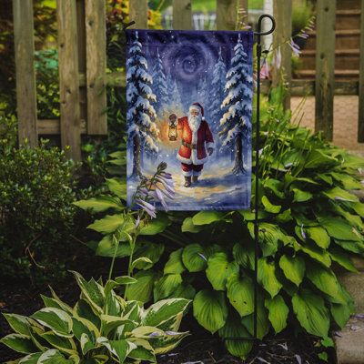 Père Noël avec une lanterne dans le bois, drapeau du jardin de Noël