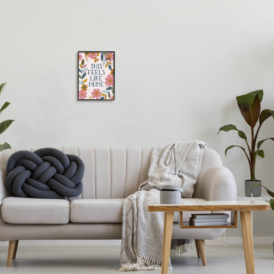 This Feels Like Home Flower Blossoms by Lisa Perry Whitebutton - Floater Frame Textual Art on Wood