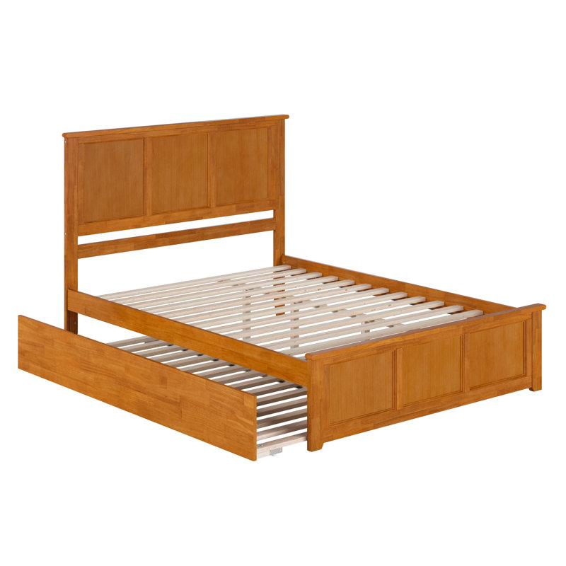 Madison Solid Wood Platform Bed with Matching Footboard and Trundle, Queen, Light Toffee