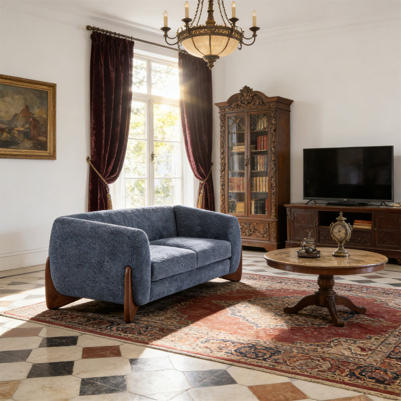 Causeuse Boucle (bleu marine), Marine