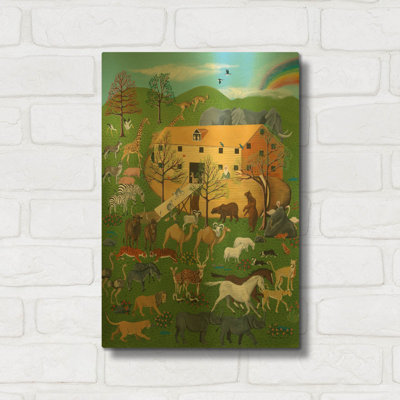 « Noé environnemental », œuvre d'art murale en métal doré de Susan Henke Fine Art, 30,5 x 40,5 cm