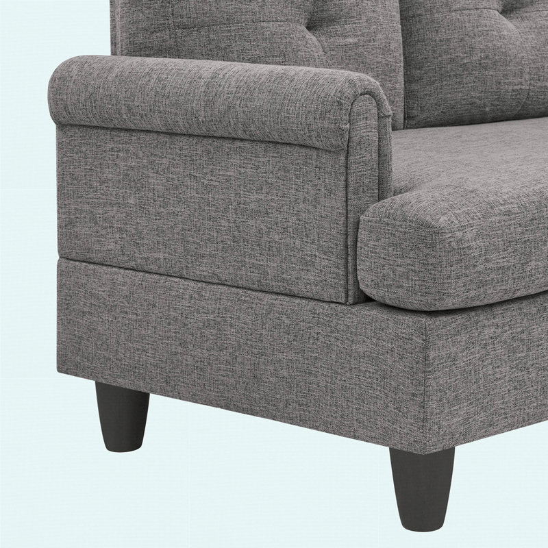 2 - Piece Upholstered Sectional, Gray Polyester
