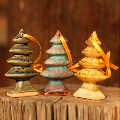 3.1'' Handmade Ceramic Holiday Shaped Ornament