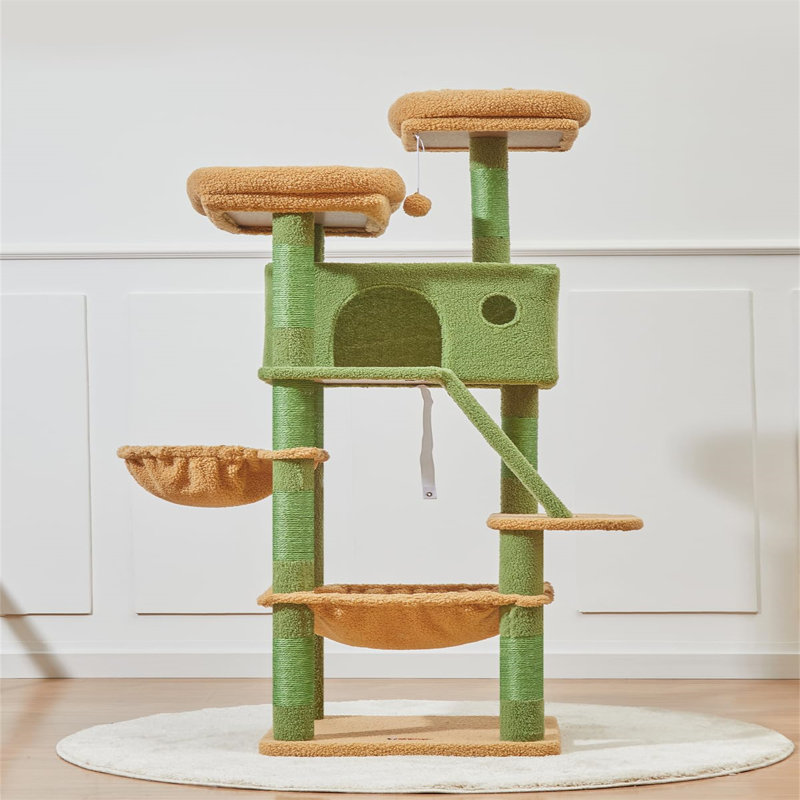 Evonda Cat Tree, 57.48" H x 17.32" W x 20.08" L, Green