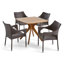 4 - Person Acacia Wicker Patio Dining Set with Square Table