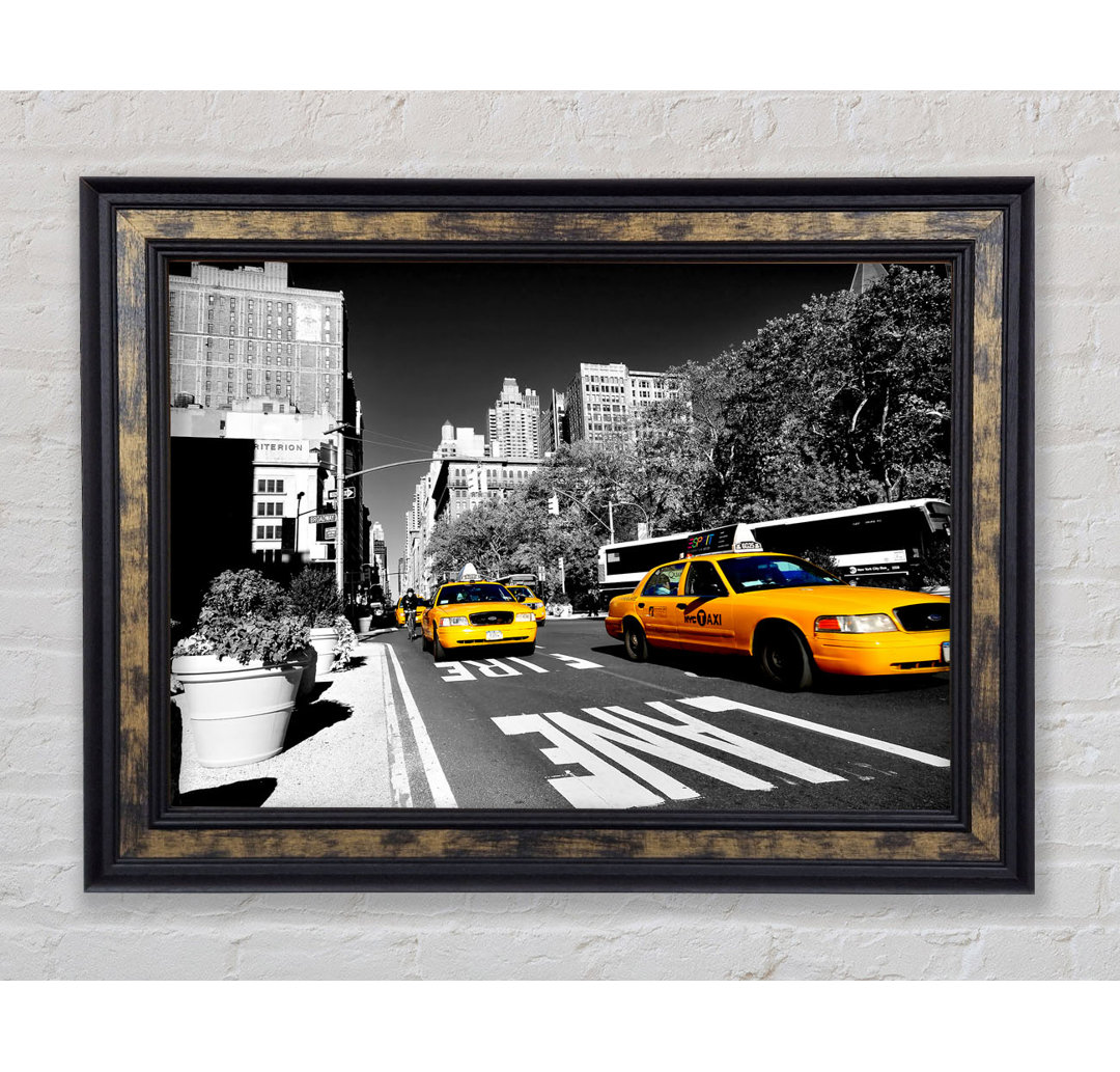 New York Yellow Taxi Drive - Einzelner Bilderrahmen Kunstdrucke