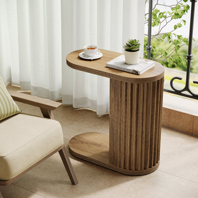 Narrow Fluted C-shaped End Table