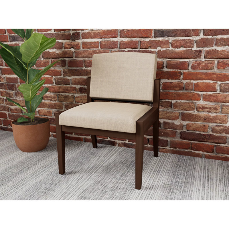 Chaise d’invité Amherst, Chambray calcaire, Noyer Riftwood