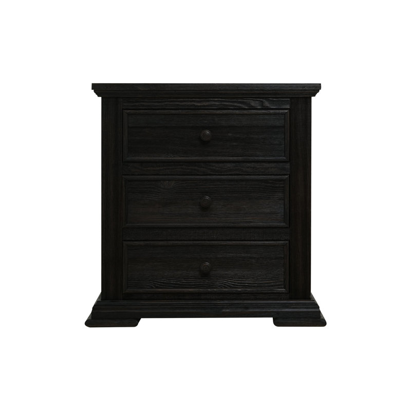 3 Drawer, Nightstand, Black