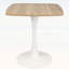 Table de salle à manger carrée compacte de style Mid-Century moderne avec plateau en panneau de fibres à densité moyenne et base en métal blanc mat, parfaite pour les petits espaces et les bistro