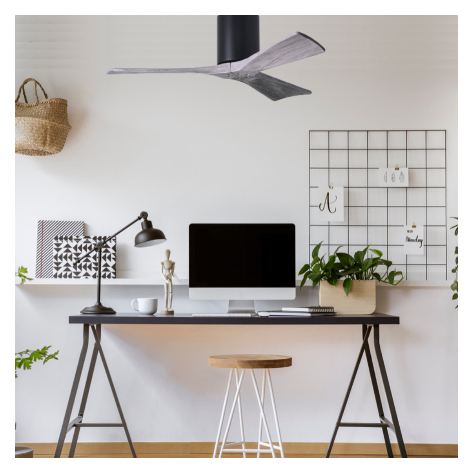 Olivier 3 Blade Ceiling Fan, Matte Black, Barn Wood Tone, 42"