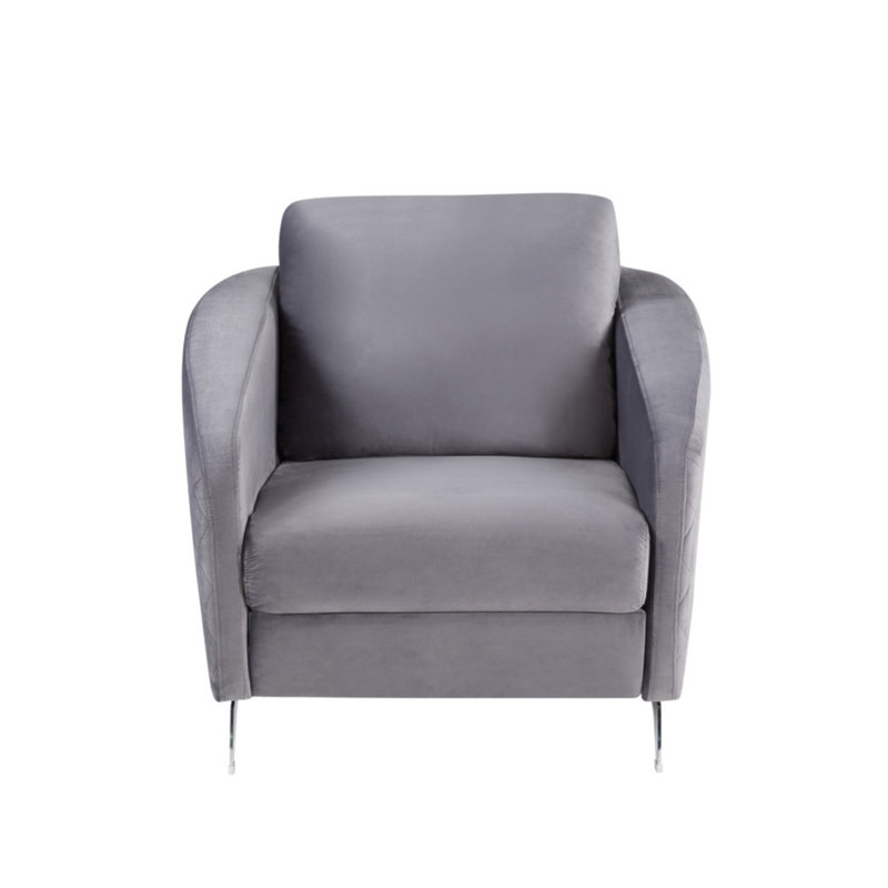 Fauteuil moderne chic en velours gris Livia