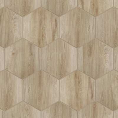 Natural 14" x 16.25" Pressed Porcelain Wood Look Wall & Floor Tile