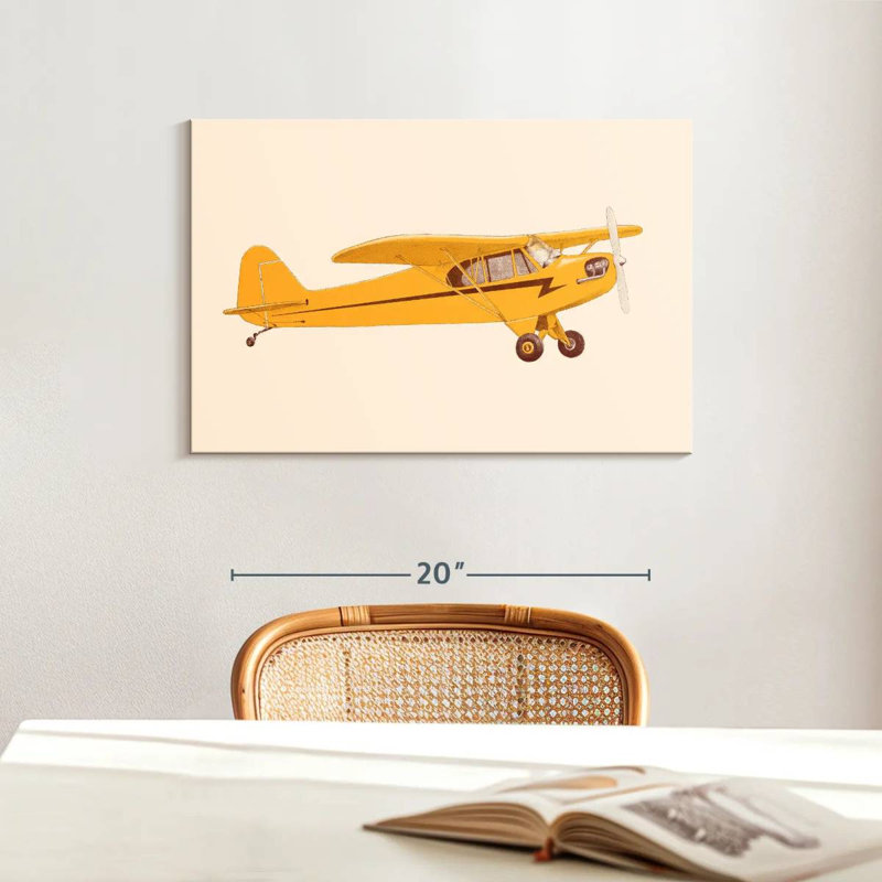 Petit avion jaune Mehar, H 16 po x l 24 po