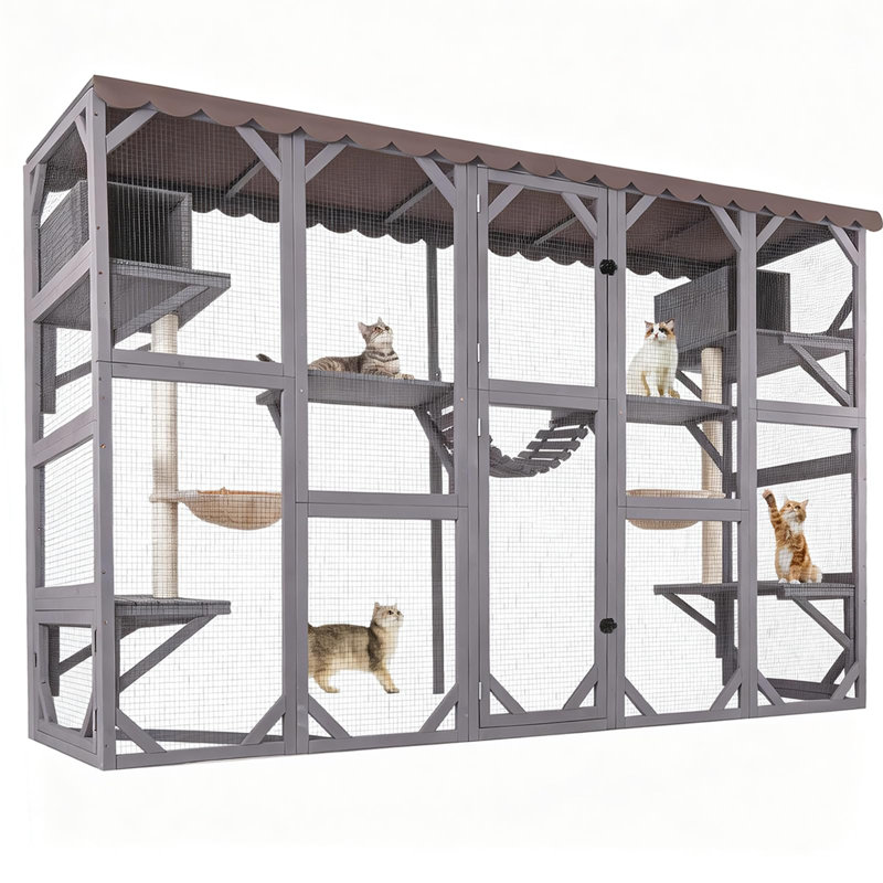 Aire de jeux murale en bois pour chat Catio